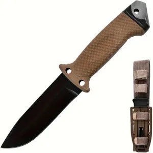 10 Inch Stainless Steel Tactical Survival Outdoor Camping Knife with Scabbard, Non-Slip Handle, Sharp Blade, Corrosion Resistant, Durable Fixed Blade for Hunting, Hiking and Gifts