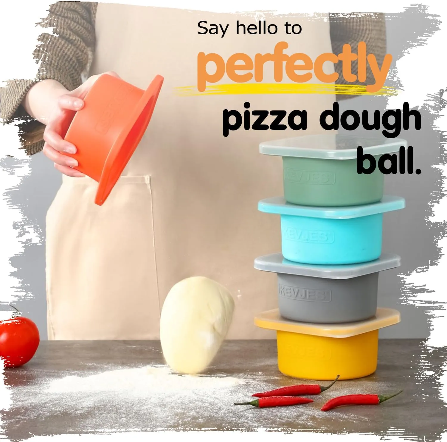 1000ml PLUS Pizza Sourdough Proofing Containers with Air-tight Lids for DIY family Artisan Pizza,Bread,Bagel-Food Grade Silicone -Freezer, Fridge, Dishwasher Safe-2 Pack (Space Grey)