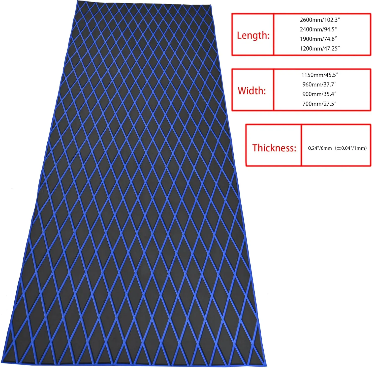 102.3" X45.2” Diamond Pattern Sea Deck Self-Adhesive Boat Flooring Eva Foam Decking Marine Non-Slip for Motorboat Fishing Boat Yach