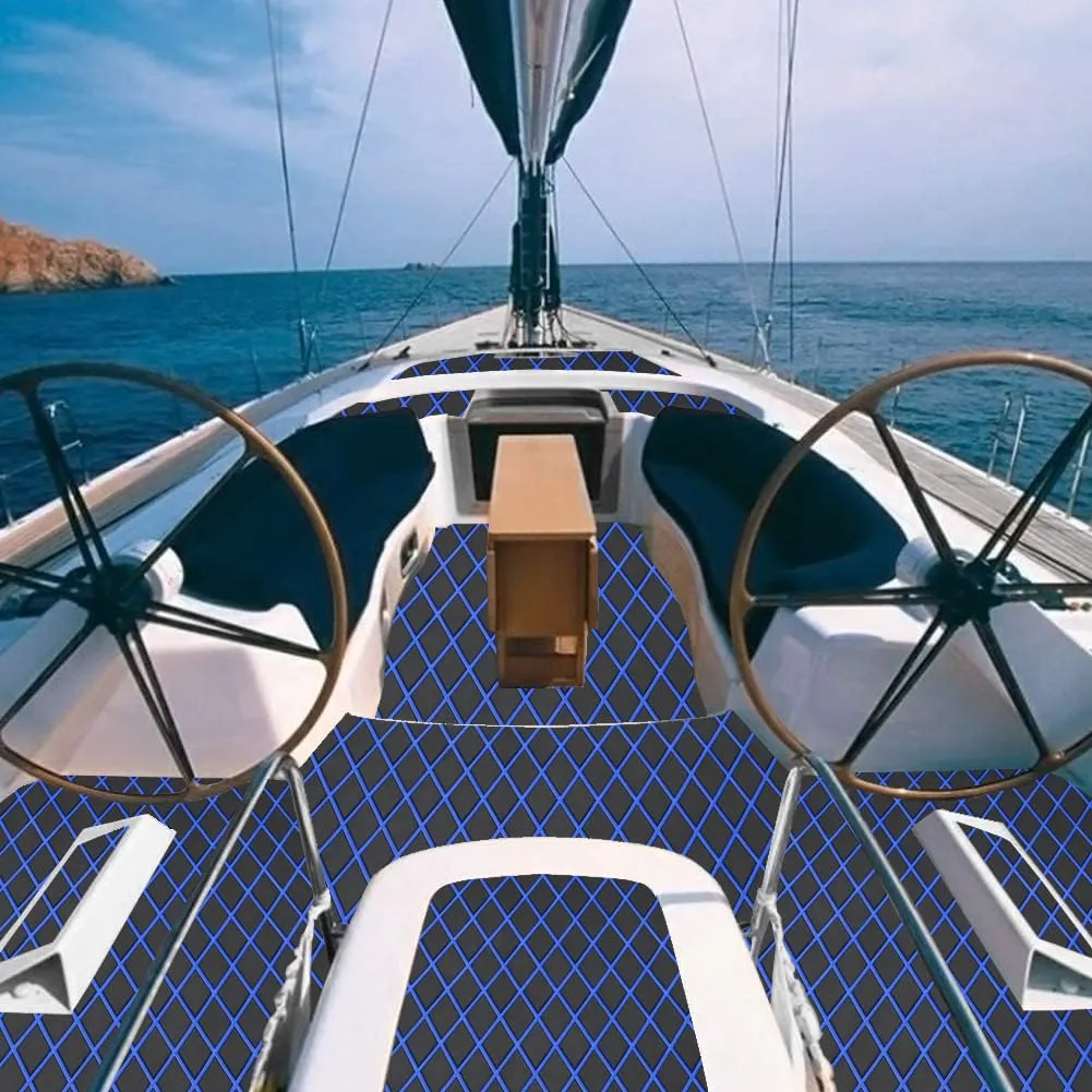 102.3" X45.2” Diamond Pattern Sea Deck Self-Adhesive Boat Flooring Eva Foam Decking Marine Non-Slip for Motorboat Fishing Boat Yach