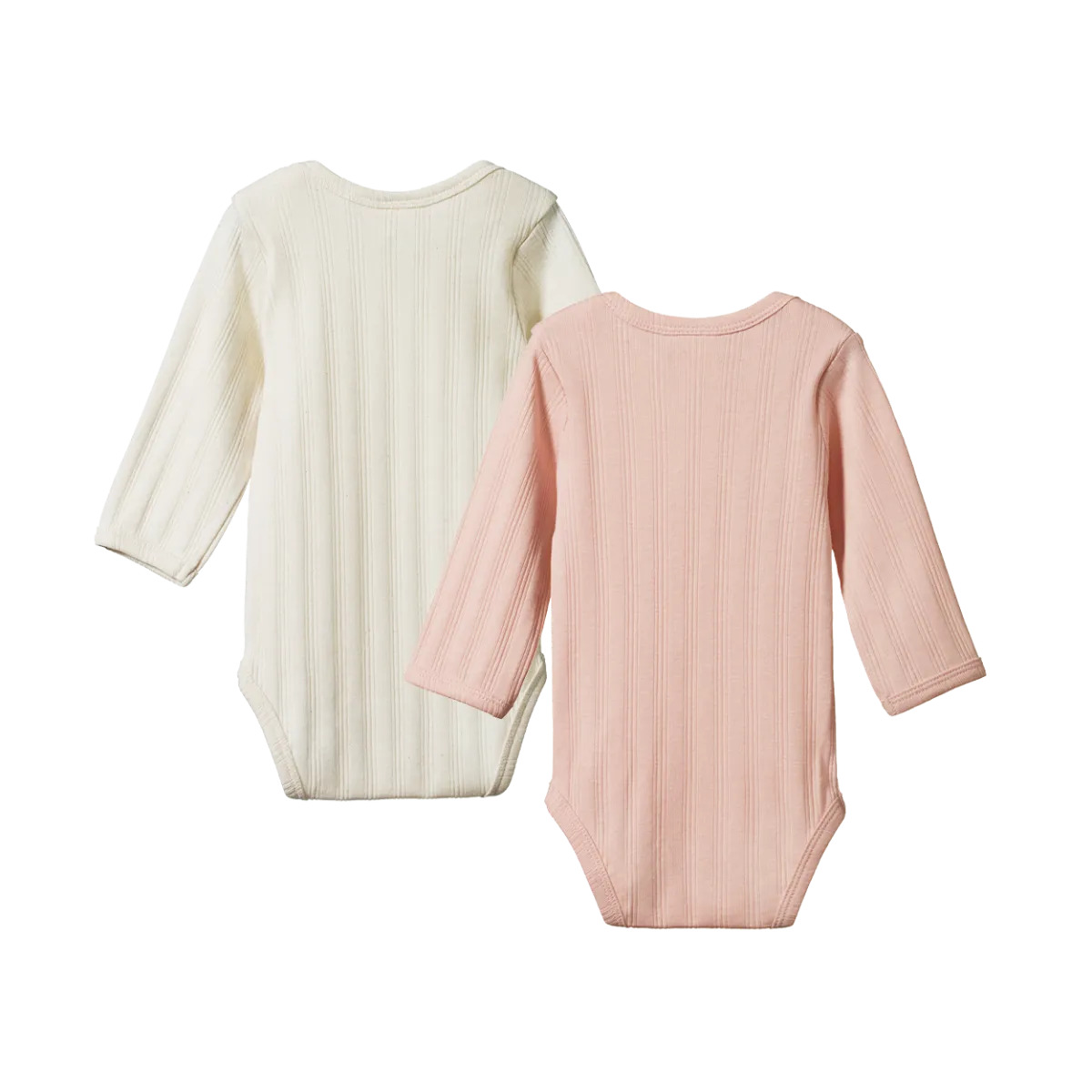 2 Pack Derby Long Sleeve Bodysuits | Natural/Rose Bud