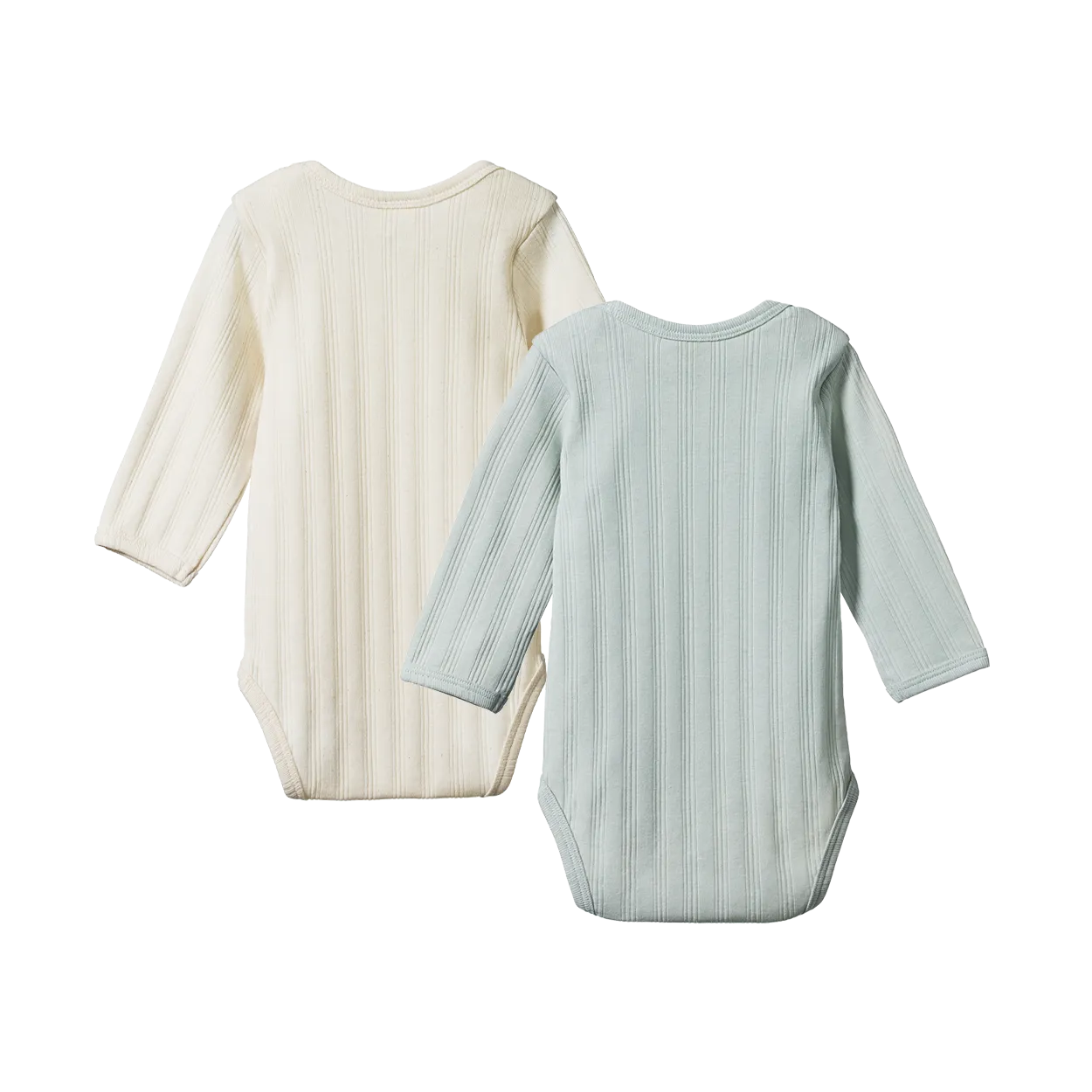 2 Pack Derby Long Sleeve Bodysuits | Natural/Sea