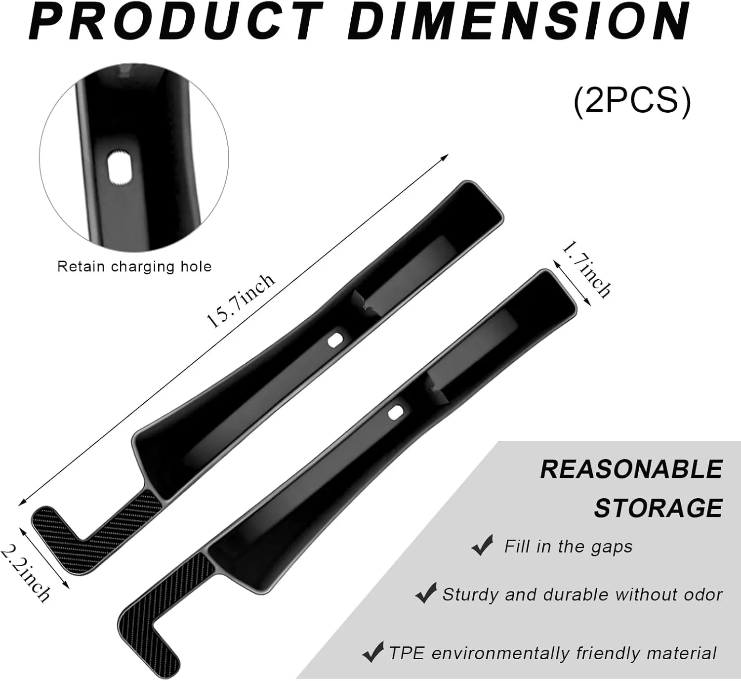 2 PCS Car Seat Gap Filler Organizer, Multifunctional Auto Side Seat Gap Filler Phone Holder, Universal Vehicle Storage Box Fill Gap Space Between Seats and Console (Black)