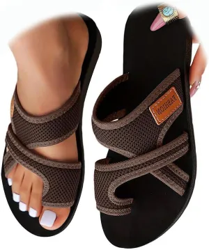 2024Women's Hollow Mesh Slide Sandals, Women Comfortable Orthopaedic Slippers Summer Mesh Flats Beach Sandals Mules
