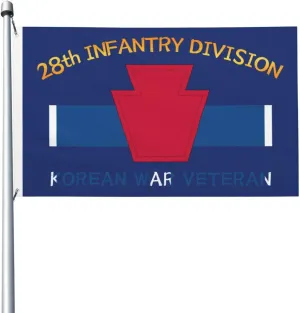28th Infantry Division Korean War Veteran 3x5 FT Flag - Vivid Printing, Indoor Outdoor Banner with Brass Grommets