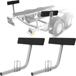 2PCS Boat Trailer Guides, 20" Inch Carpeted Guide On Tilting Side Bunks, 2 Foot Bunk Boards Kit, with Mounting Frames and Hardware for High Beam, Box, C-Channel Trailers