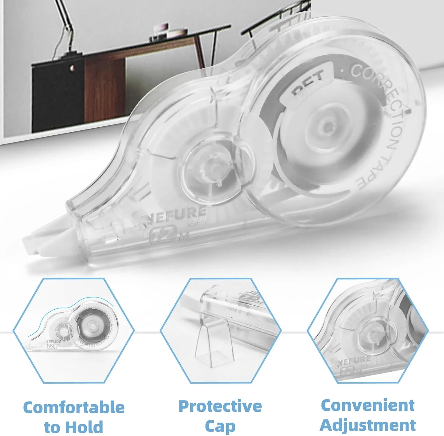 30 Pcs 39.4 Ft Correction Tape, Tear-Resistant Tape Bulk for School, Office, Note Taking, Journal (Tape Width 0.2 in, Clear)