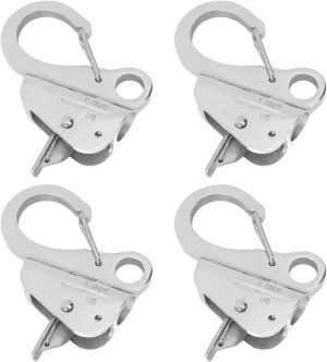 4 Pcs Stainless Steel Boat Anchor Hook for Boats, Mirror Polished Finish, Offering Flexibility, Versatile Quick Release Clip for Anchor Ropes of 3/8 to 5/8 Inch