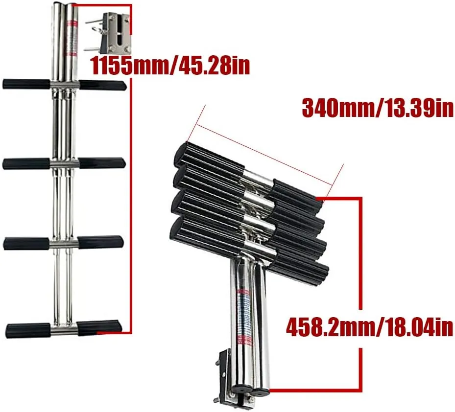 4-Step Stainless Steel Dive Ladder - Heavy Duty Telescoping Boat Ladder for Marine, Yacht, RV & Camper
