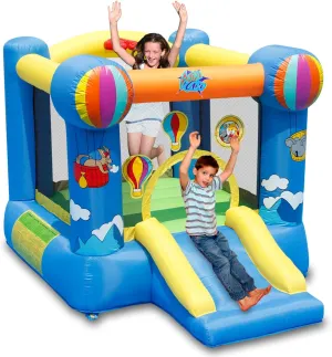 ACTION AIR Bounce House, Inflatable Hot Air Balloon Bouncer with Air Blower, Jumping Bouncy Castle with Slide for Outdoor and Indoor, Love for Kids