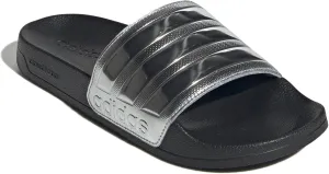 adidas Unisex Adilette Shower Slide Sandal, Black/Silver Metallic/Silver Metallic, 9 US Men