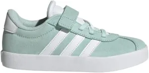 adidas VL Court 3.0 Elastic Lace Sneaker, Halo Mint/White/Black, 12 US Unisex Little Kid