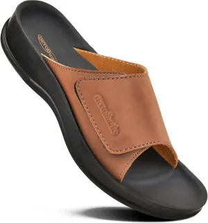 AEROTHOTIC Stylish Adjustable Strap with Hook and Loop Open Toe Comfort Slides for Women