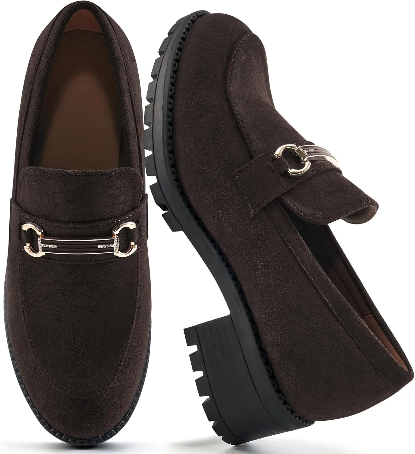 Alicegana Platform Loafers for Women Fashion: Comfortable Suede Chunky Penny Loafer Casual Slip on Dress Business Work Shoes