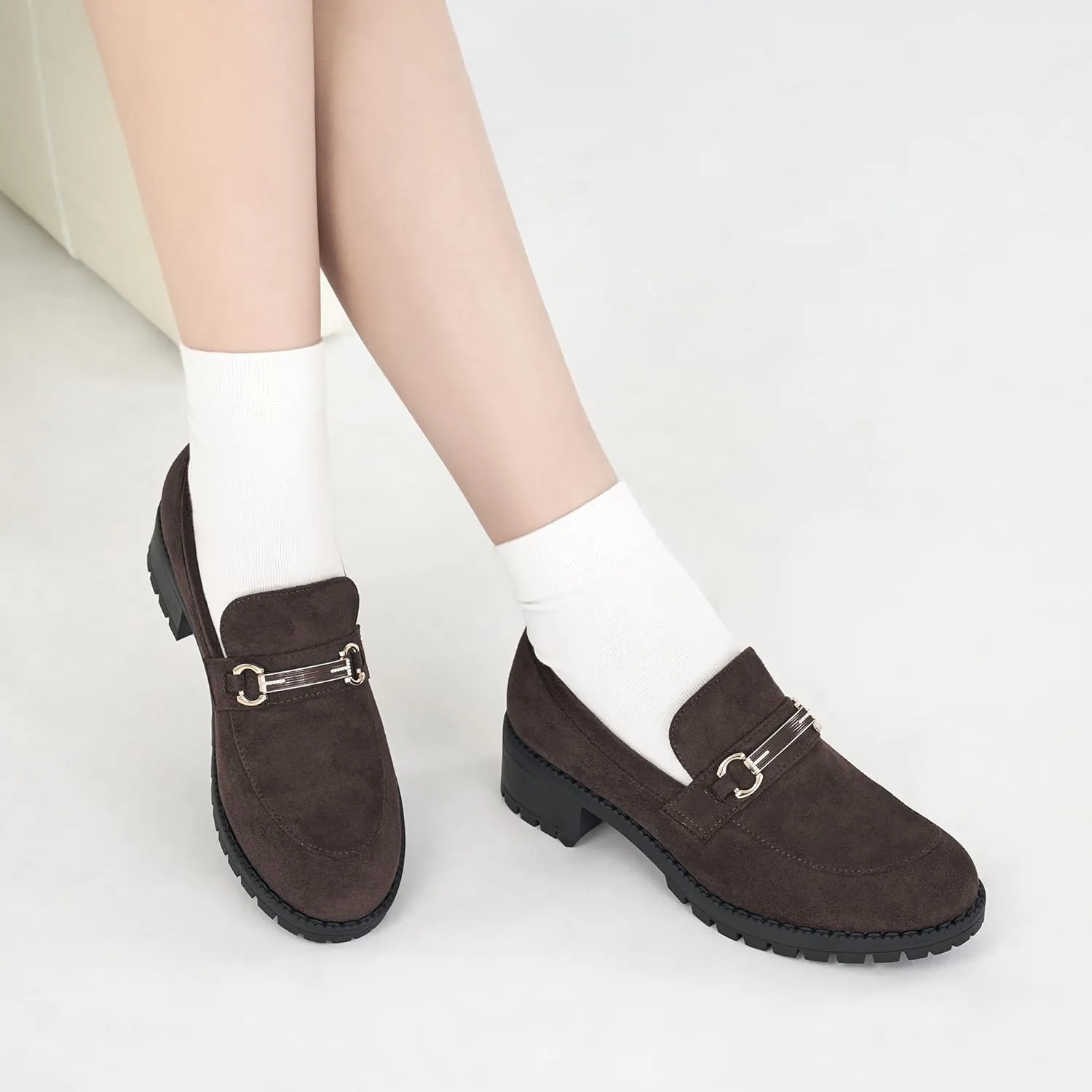 Alicegana Platform Loafers for Women Fashion: Comfortable Suede Chunky Penny Loafer Casual Slip on Dress Business Work Shoes
