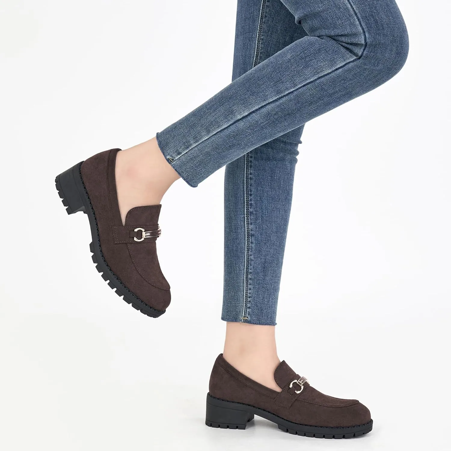 Alicegana Platform Loafers for Women Fashion: Comfortable Suede Chunky Penny Loafer Casual Slip on Dress Business Work Shoes