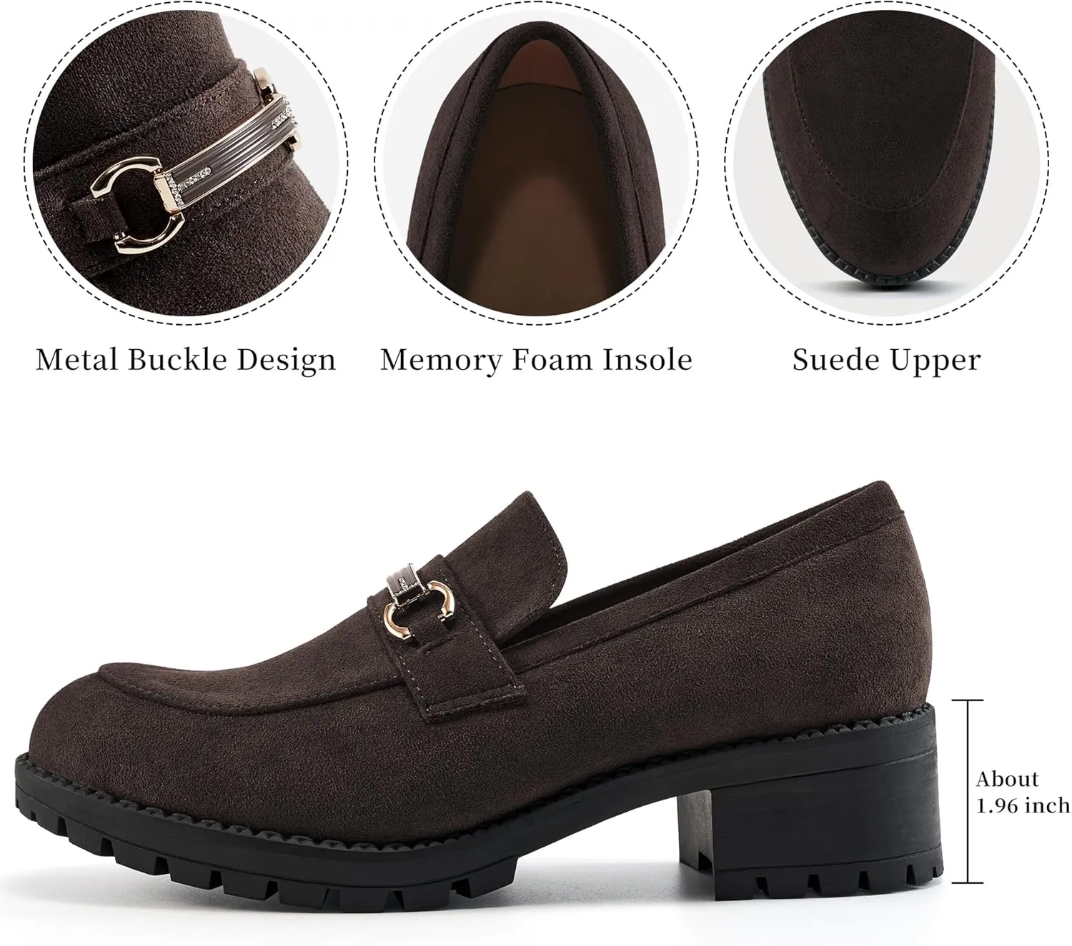 Alicegana Platform Loafers for Women Fashion: Comfortable Suede Chunky Penny Loafer Casual Slip on Dress Business Work Shoes