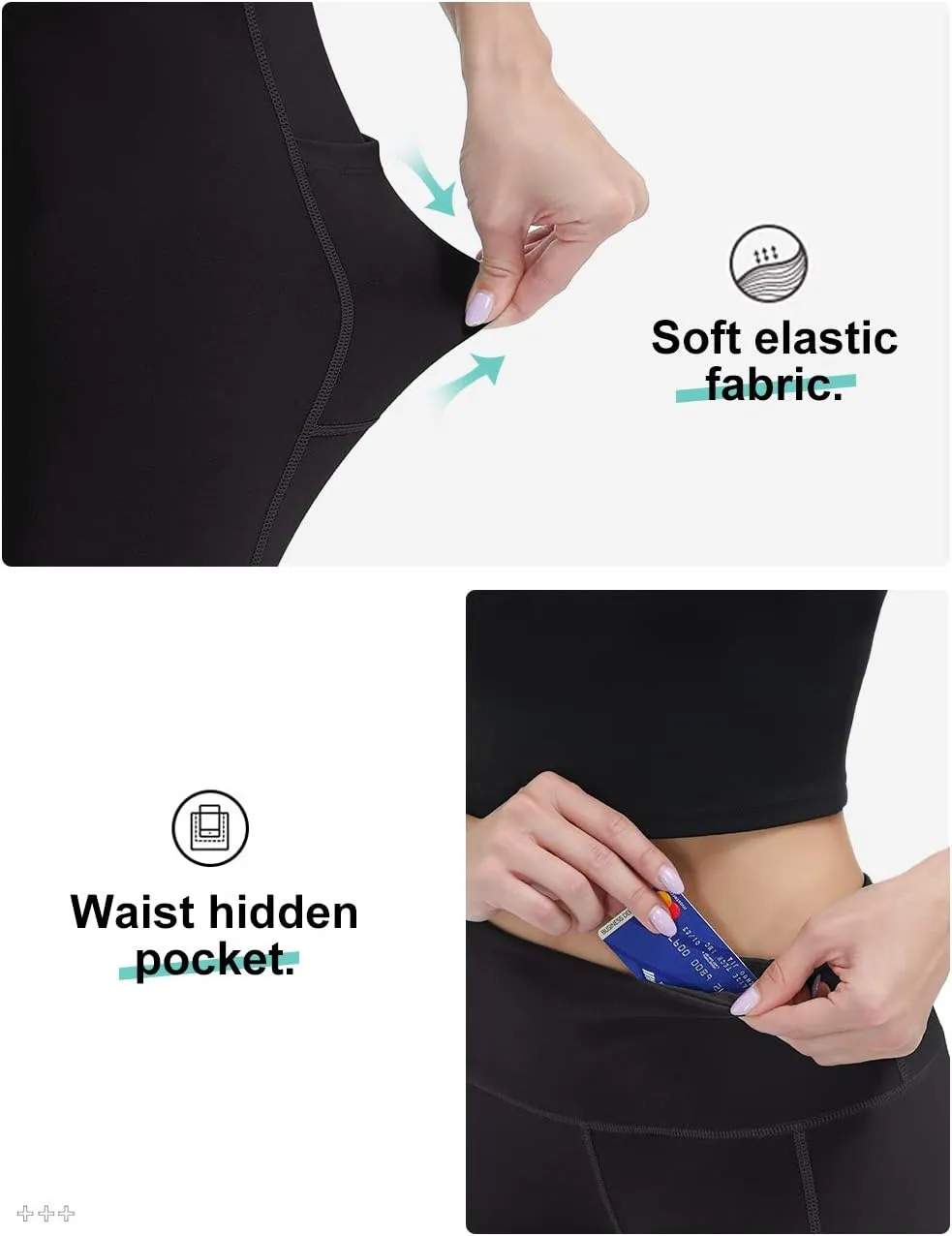 ALONG FIT Anti-Nail Leggings for Women, Non-See-Through Yoga Pants with Phone Pockets, Tummy Control Full-Length/Capri Tights