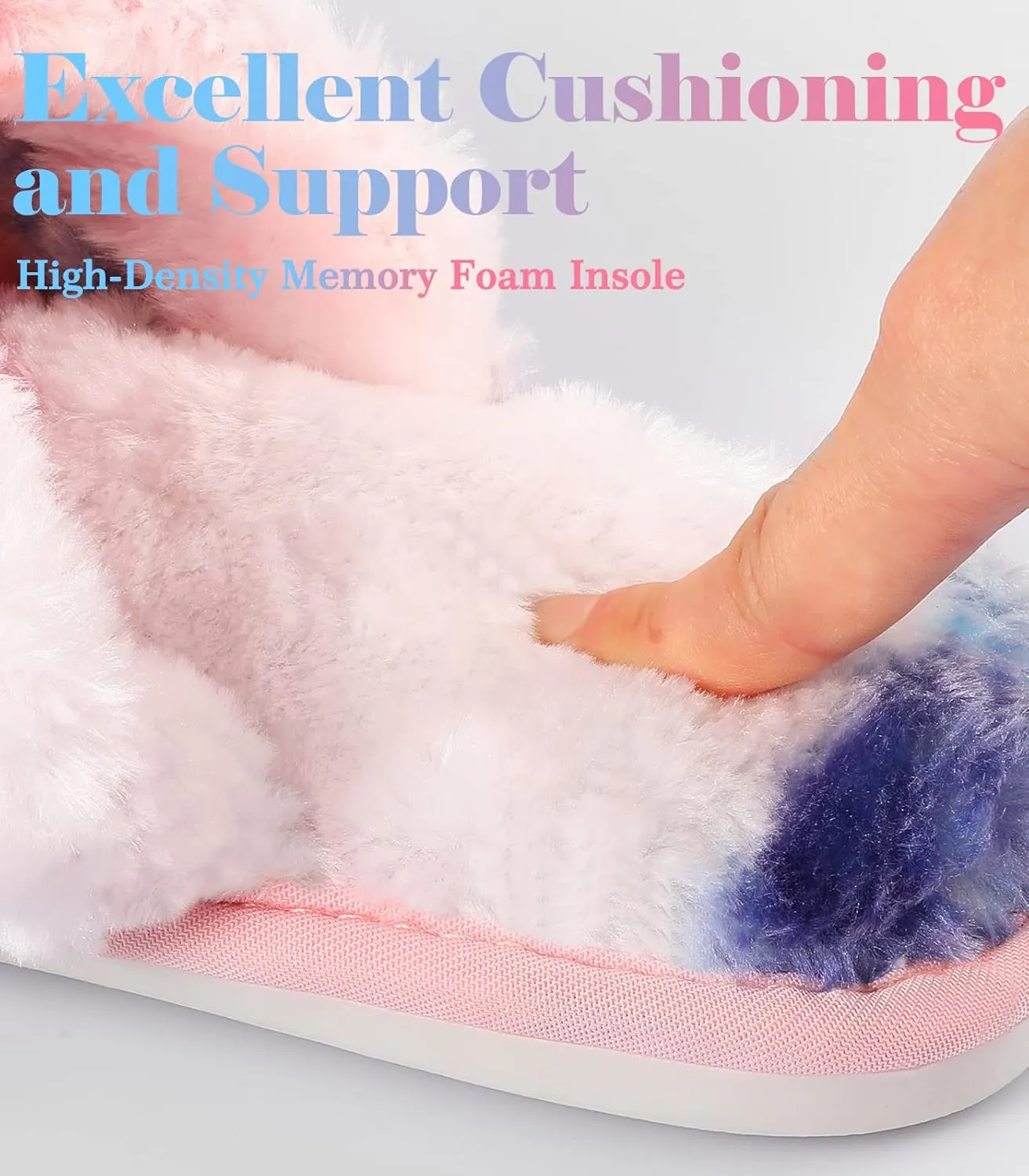 Ankis Womens Fuzzy Memory Foam Slippers Cross Band Cozy Plush Home Slippers Fluffy Furry Open Toe House Shoes Indoor Outdoor Slide Slipper