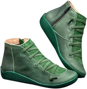 Ankle Boots for Women Arch Support Womens Low Heel Fashion Lace Up Zipper Booties Cowboy Cowgirl Walking Short Bootie