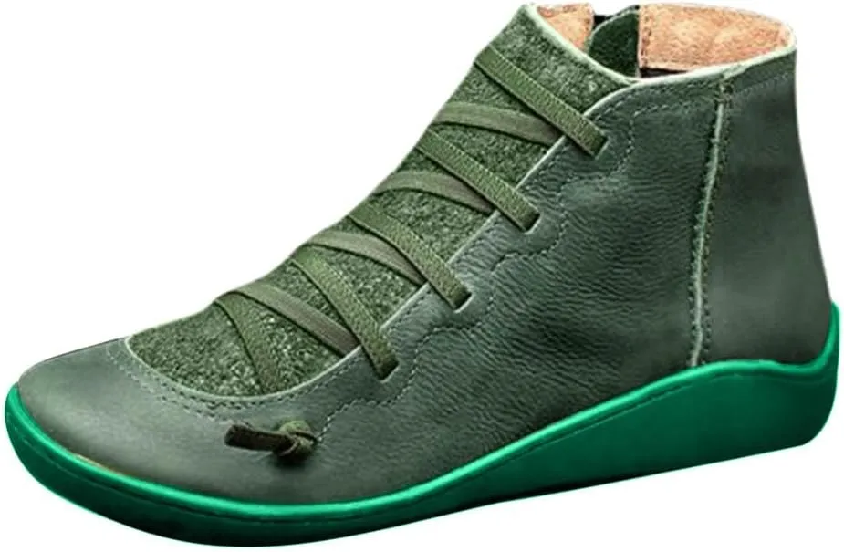 Ankle Boots for Women Arch Support Womens Low Heel Fashion Lace Up Zipper Booties Cowboy Cowgirl Walking Short Bootie