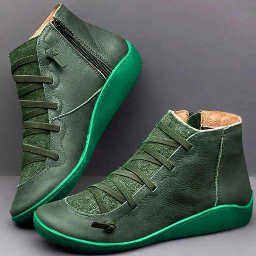 Ankle Boots for Women Arch Support Womens Low Heel Fashion Lace Up Zipper Booties Cowboy Cowgirl Walking Short Bootie