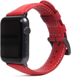 Apple Watch Band Size 38/40/41mm, D6 Italian Minerva Box Leather Replacement Strap with Gift Box, Handmade for iWatch SE & Series 9/8/7/6/5/4/3/2/1 (Red)