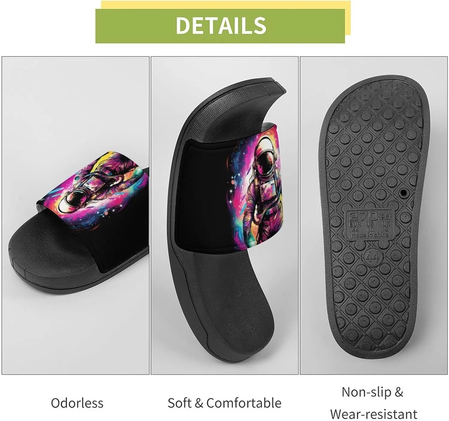 Astronaut Universe Fantasy Glaxy House Sandals Non Slip Slippers Quick Drying Bathroom Shower Shoes for Women Men