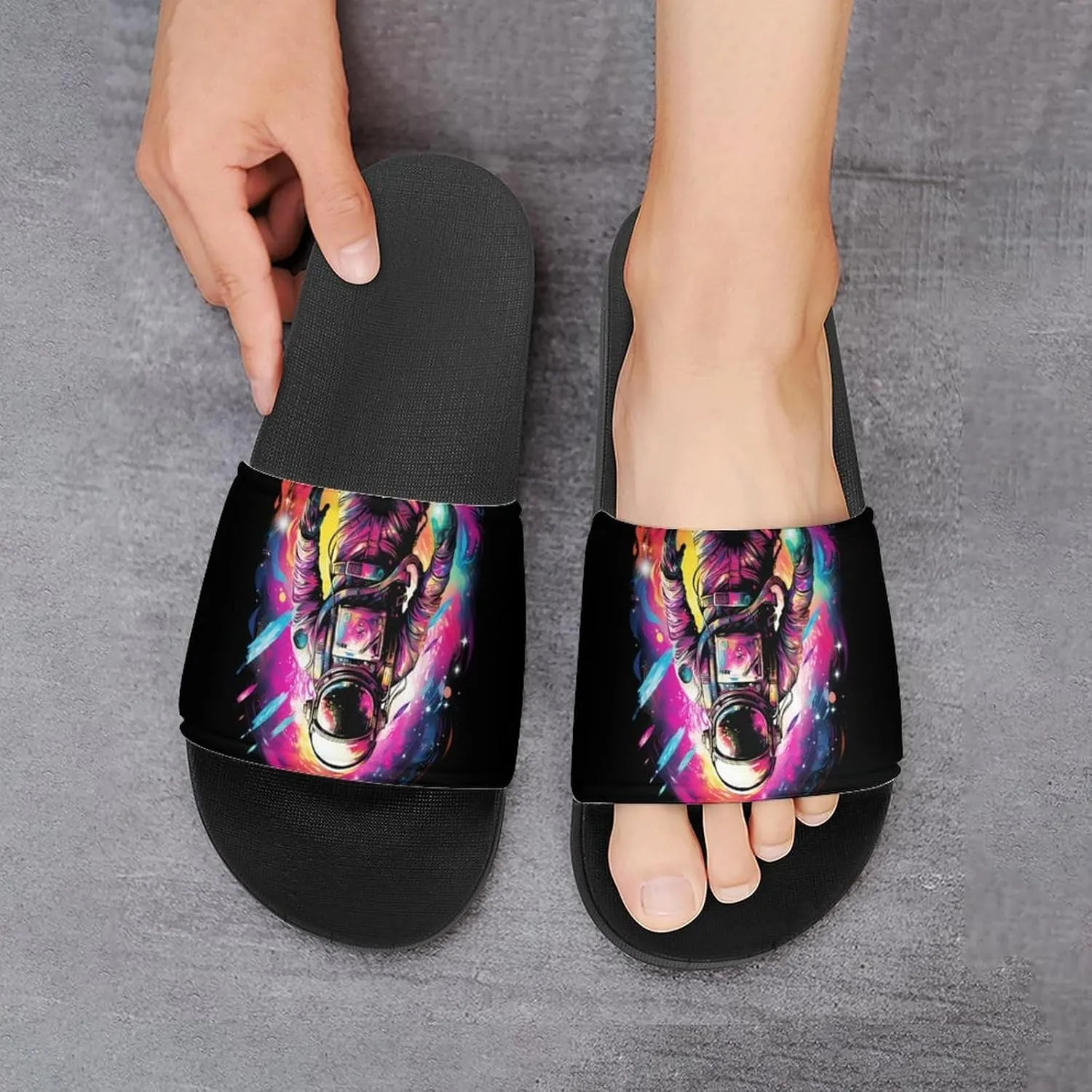 Astronaut Universe Fantasy Glaxy House Sandals Non Slip Slippers Quick Drying Bathroom Shower Shoes for Women Men
