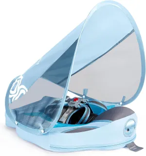 Baby Floats for Pool with Canopy Removable Sun Protection Canopy Mambobaby Float Non Inflatable Upgrade Add Tail Avoid Flip Waterproof Skin-Friendly Infant Swim Float 3-24 Months