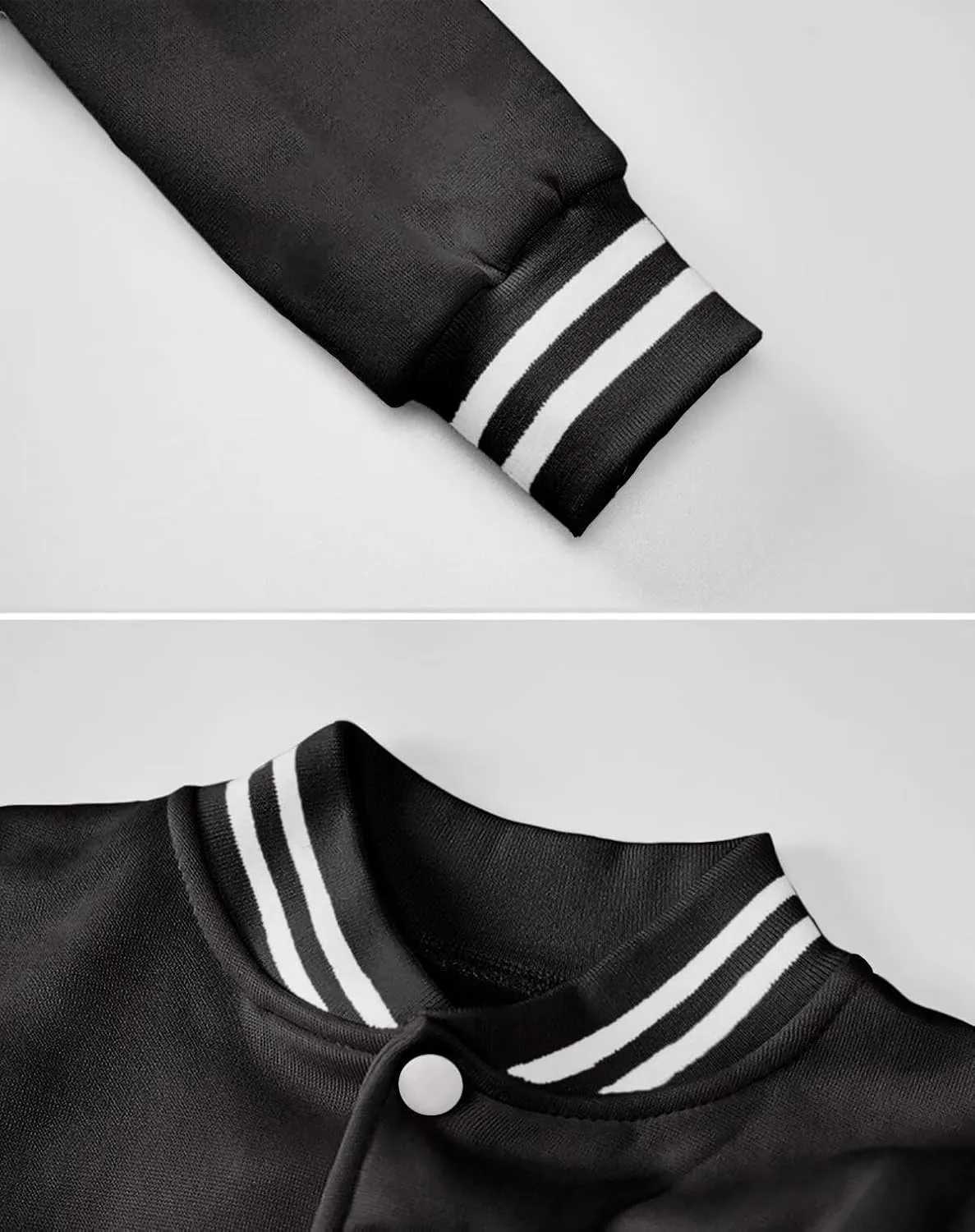 babyhealthy Women Cropped Varsity Jacket Retro Baseball Jacket Bomber Coat Streetwear