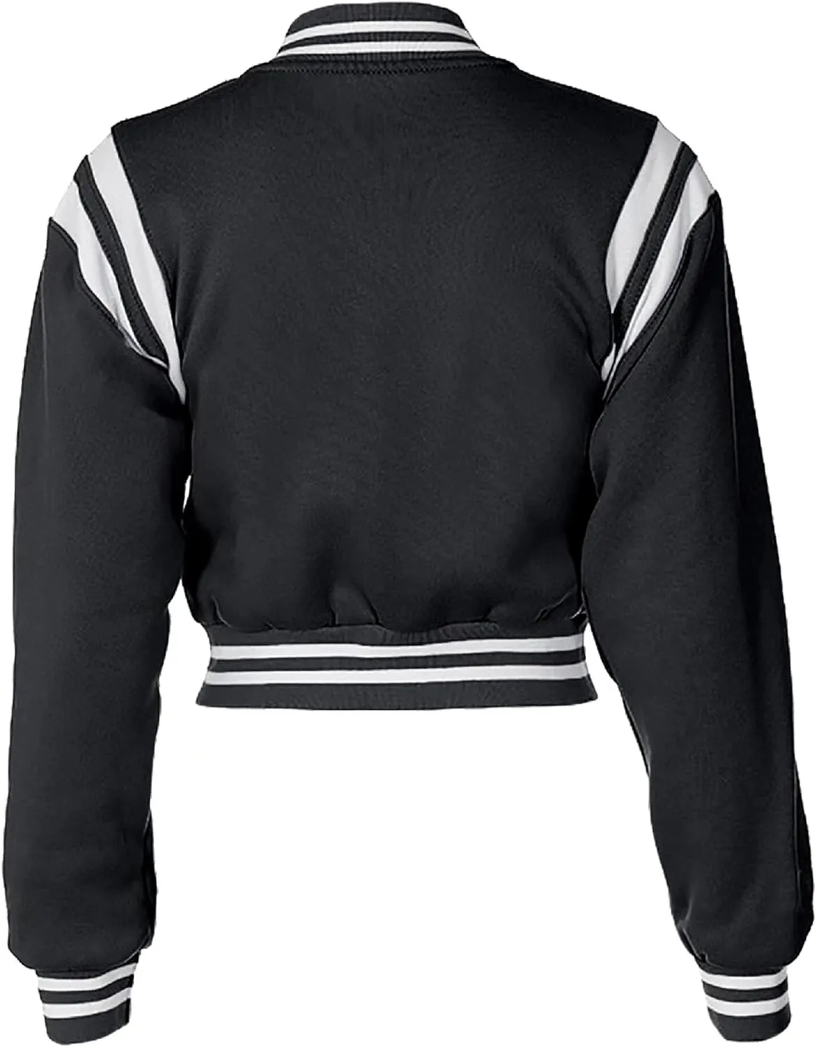babyhealthy Women Cropped Varsity Jacket Retro Baseball Jacket Bomber Coat Streetwear