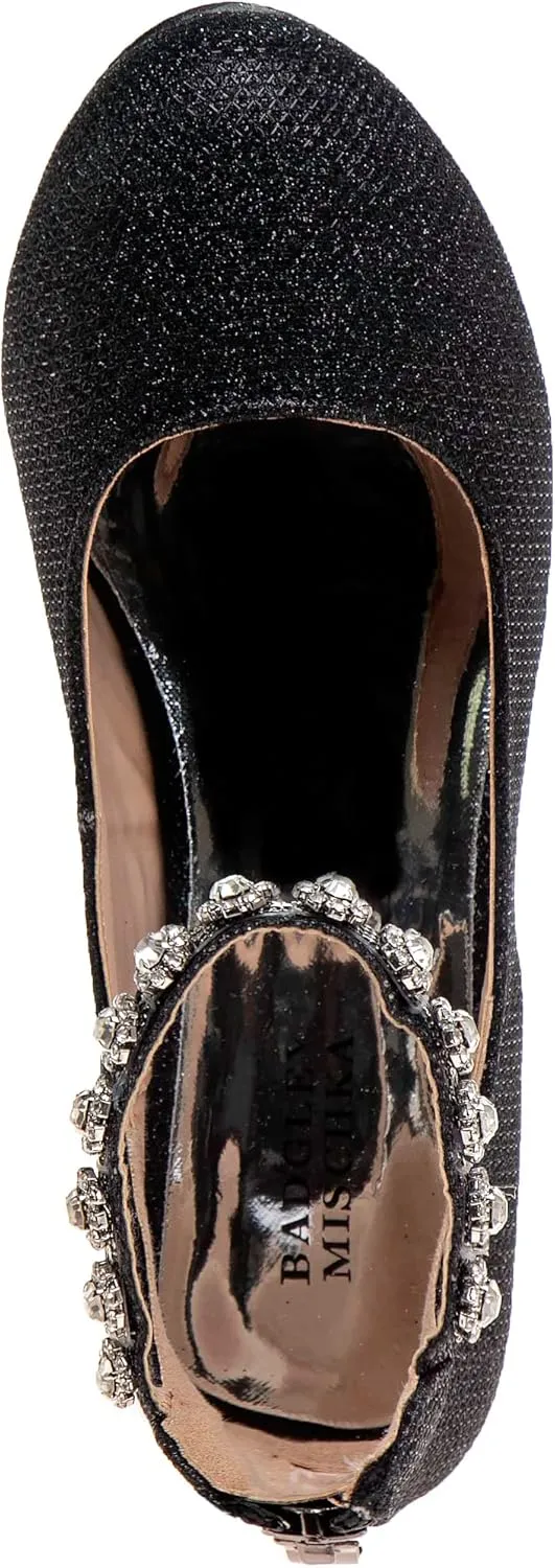 Badgley Mischka Girls Dress Block Medium Heel Party Pumps - Closed Toe Ankle Strap High Heels for Girl - Black/Silver/Champagne/Rose Gold (Sizes 11-13 Little Kid/Sizes 1-5 Big Kid)