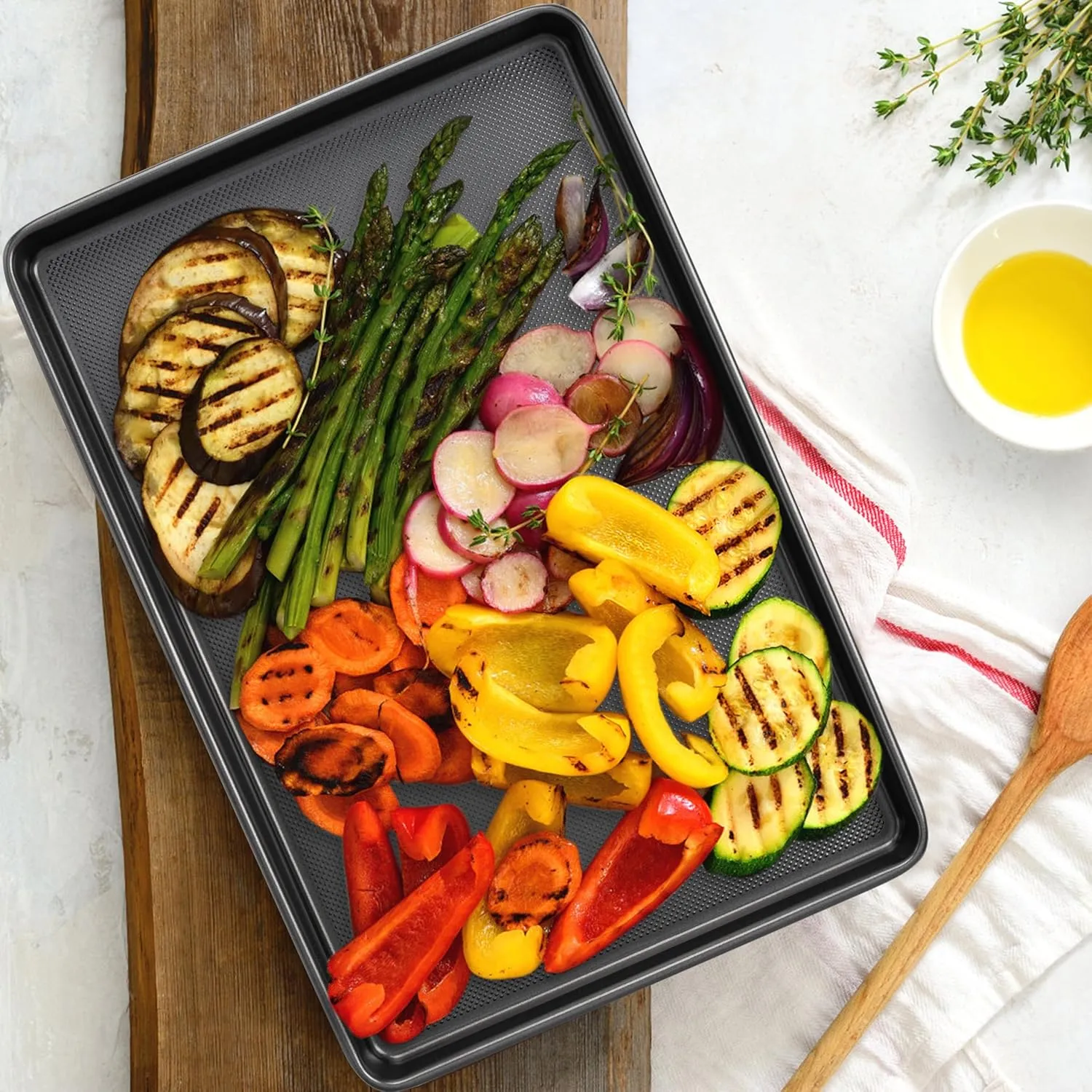 Baking Sheet Pan Set, Nonstick Cookie Sheet for Oven, Carbon Steel Half, Jerry Roll Pan with Diamond Texture Pattern, Heavy Duty Baking Tray, Set of 3