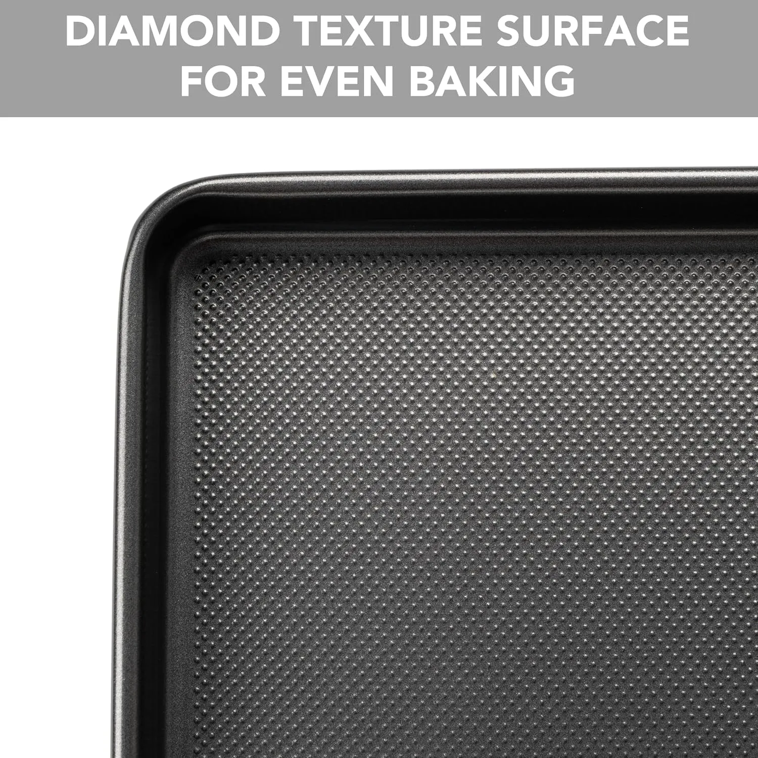 Baking Sheet Pan Set, Nonstick Cookie Sheet for Oven, Carbon Steel Half, Jerry Roll Pan with Diamond Texture Pattern, Heavy Duty Baking Tray, Set of 3