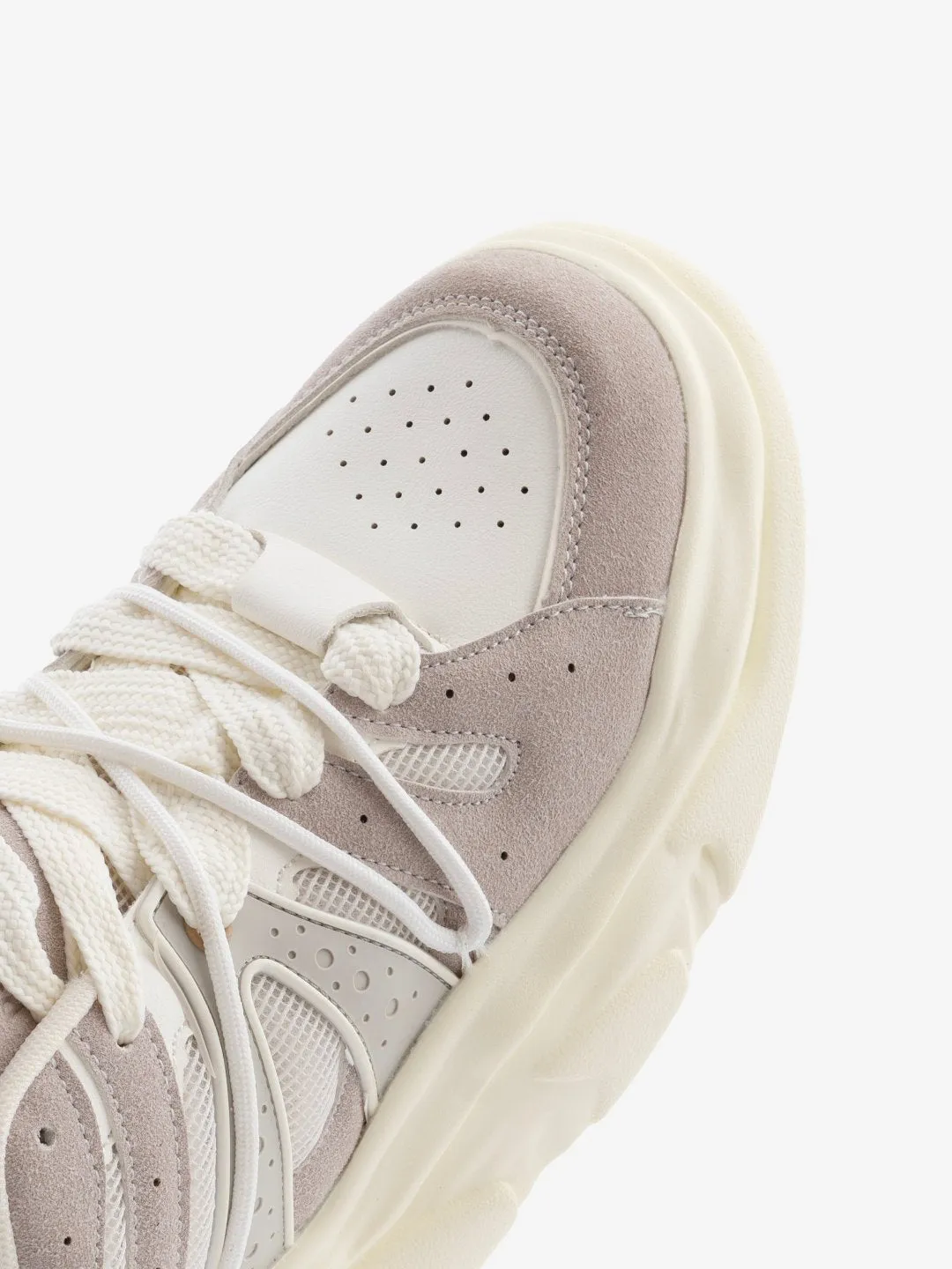 Balanshica Beige & White Funky Unisex Clubwear Chunky Sneakers