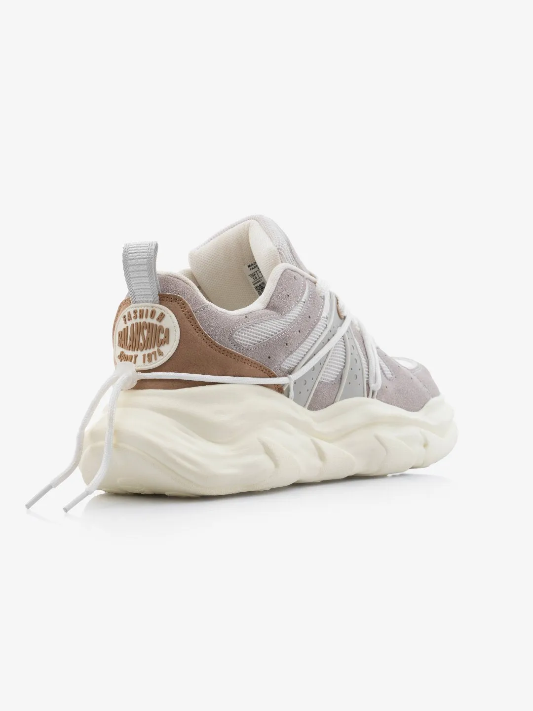 Balanshica Beige & White Funky Unisex Clubwear Chunky Sneakers