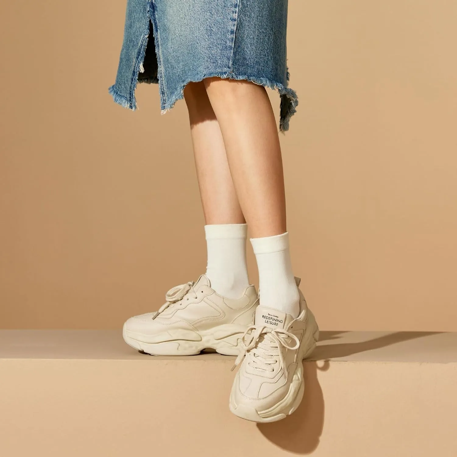 BEAU TODAY Womens Fashion Platform Sneakers, Chunky Sneakers for Women, Cute Retro Dad Shoes for Walking Tennis