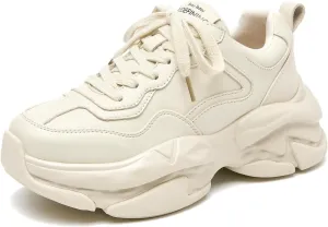 BEAU TODAY Womens Fashion Platform Sneakers, Chunky Sneakers for Women, Cute Retro Dad Shoes for Walking Tennis