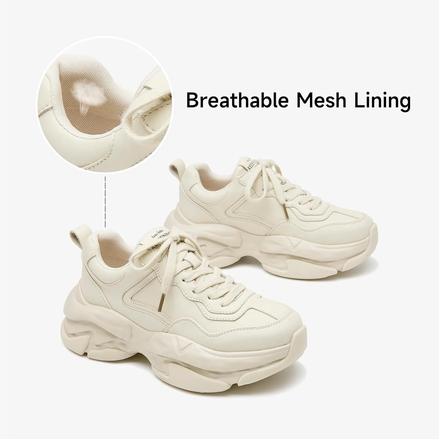 BEAU TODAY Womens Fashion Platform Sneakers, Chunky Sneakers for Women, Cute Retro Dad Shoes for Walking Tennis