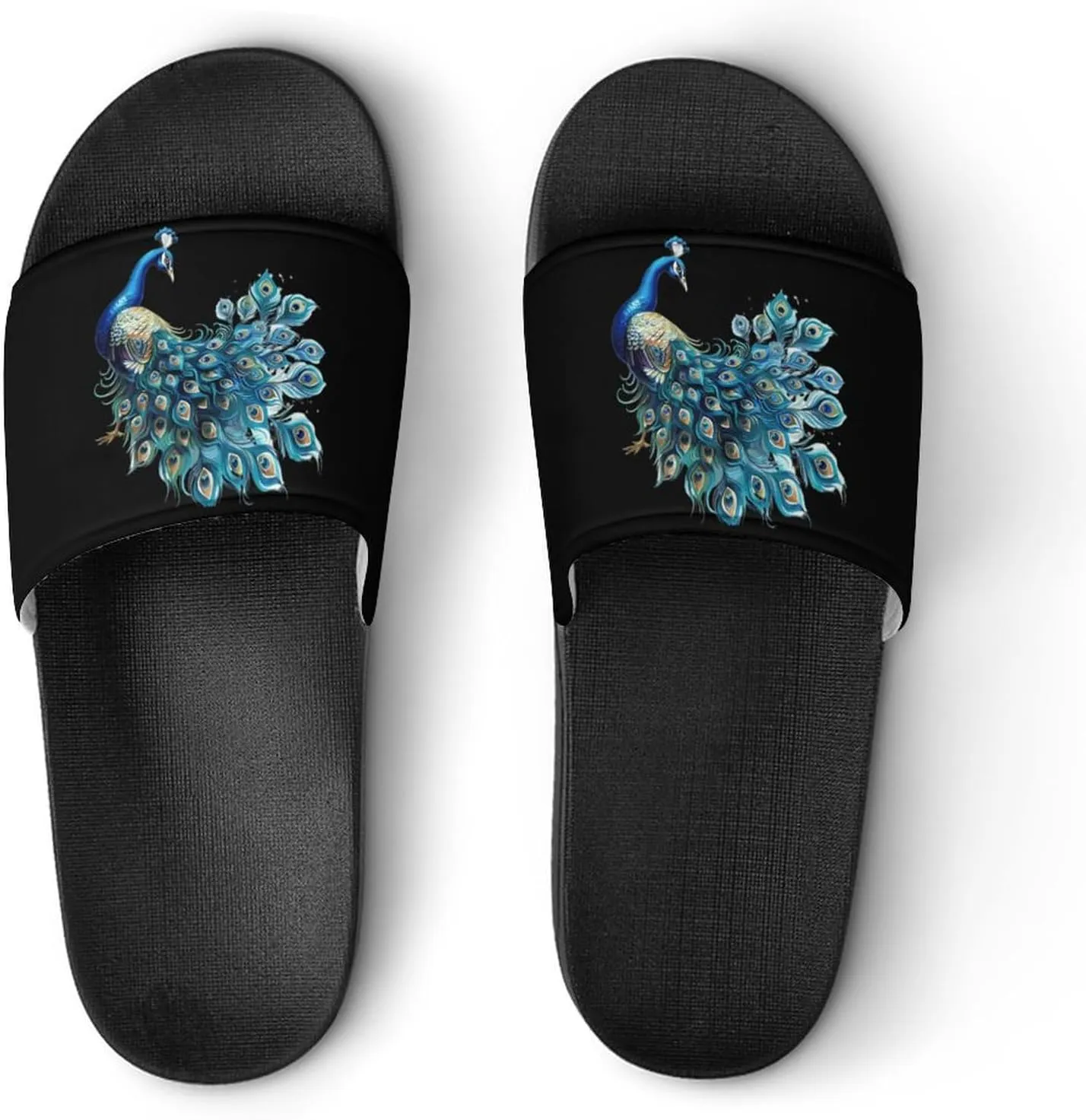 Beauty Peacock House Sandals Non Slip Slippers Quick Drying Bathroom Shower Shoes for Women Men