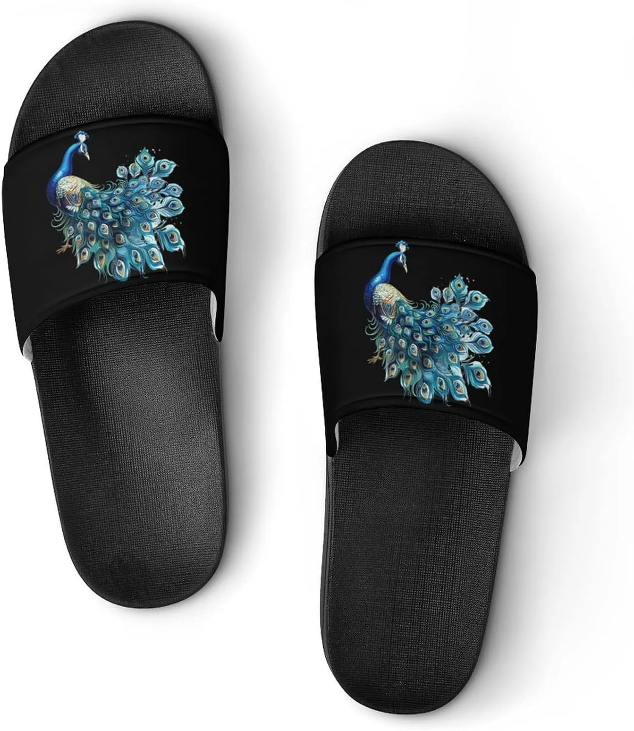 Beauty Peacock House Sandals Non Slip Slippers Quick Drying Bathroom Shower Shoes for Women Men