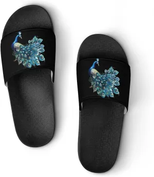 Beauty Peacock House Sandals Non Slip Slippers Quick Drying Bathroom Shower Shoes for Women Men