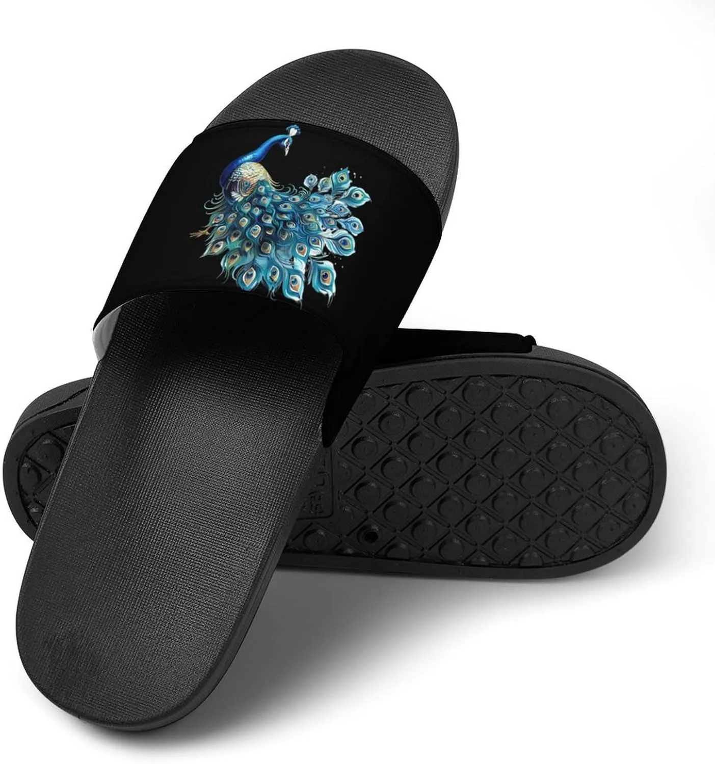 Beauty Peacock House Sandals Non Slip Slippers Quick Drying Bathroom Shower Shoes for Women Men