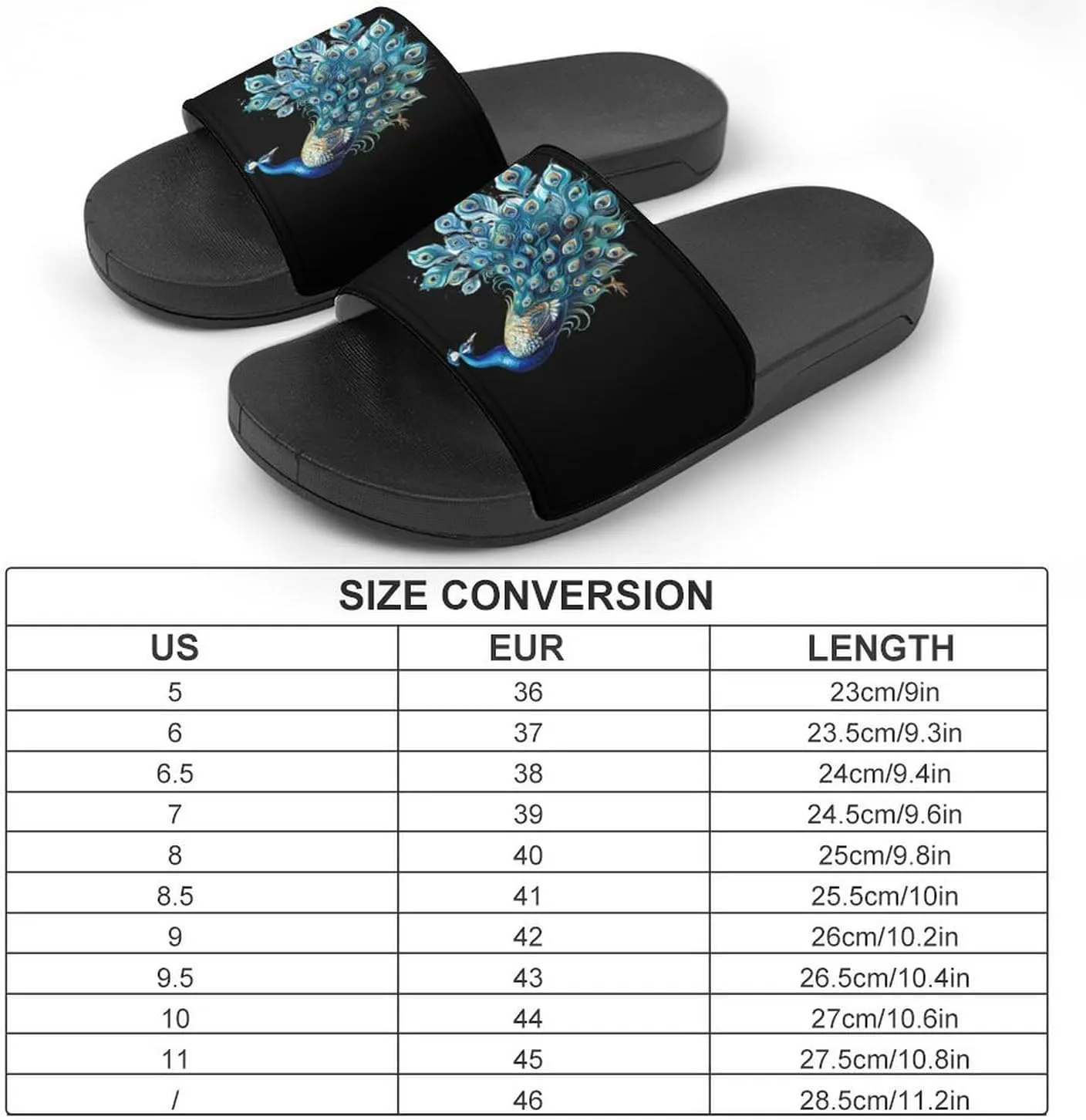 Beauty Peacock House Sandals Non Slip Slippers Quick Drying Bathroom Shower Shoes for Women Men