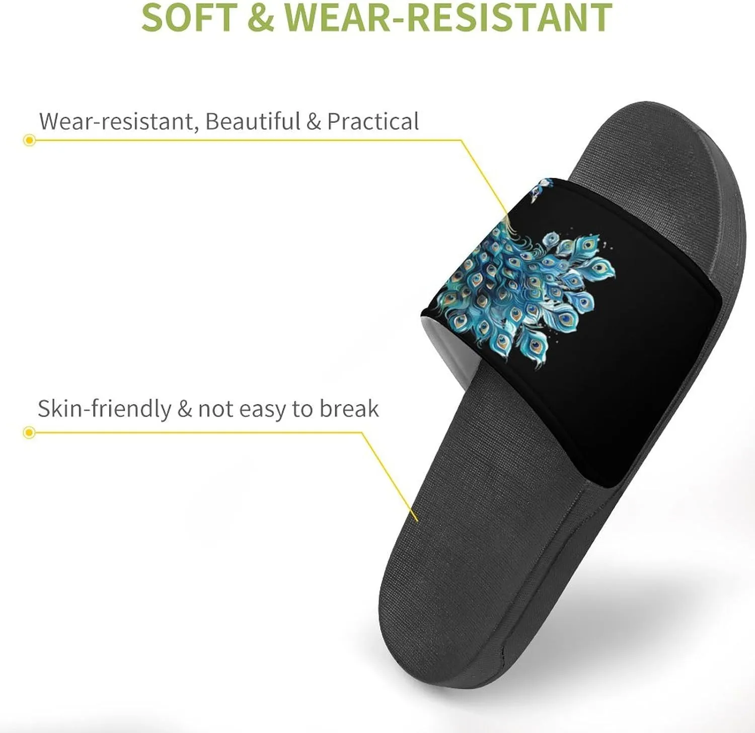 Beauty Peacock House Sandals Non Slip Slippers Quick Drying Bathroom Shower Shoes for Women Men