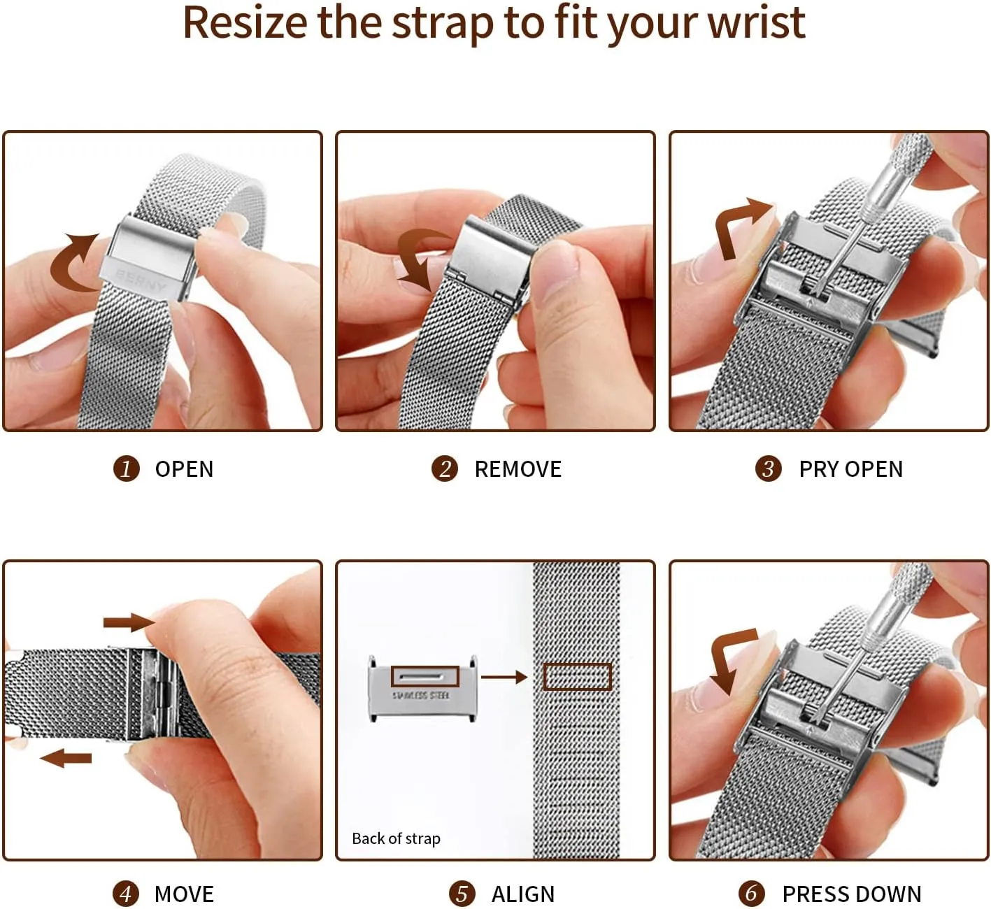 BERNY Stainless Steel Mesh Watch Band for Mens Women Quick Release Adjustable Milanese Watch Straps Thick Heavy Duty Metal Bracelet with Safty Clasp Black Silver 18mm 20mm 22mm 24mm