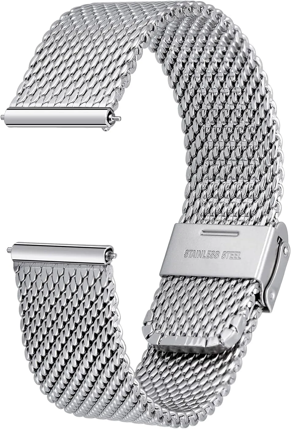 BERNY Stainless Steel Mesh Watch Band for Mens Women Quick Release Adjustable Milanese Watch Straps Thick Heavy Duty Metal Bracelet with Safty Clasp Black Silver 18mm 20mm 22mm 24mm