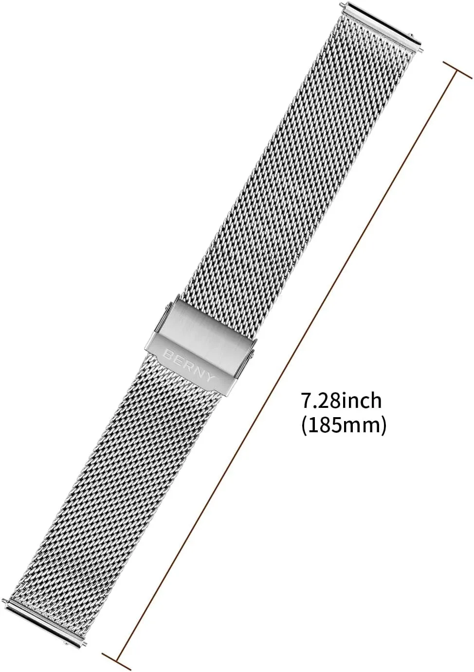 BERNY Stainless Steel Mesh Watch Band for Mens Women Quick Release Adjustable Milanese Watch Straps Thick Heavy Duty Metal Bracelet with Safty Clasp Black Silver 18mm 20mm 22mm 24mm