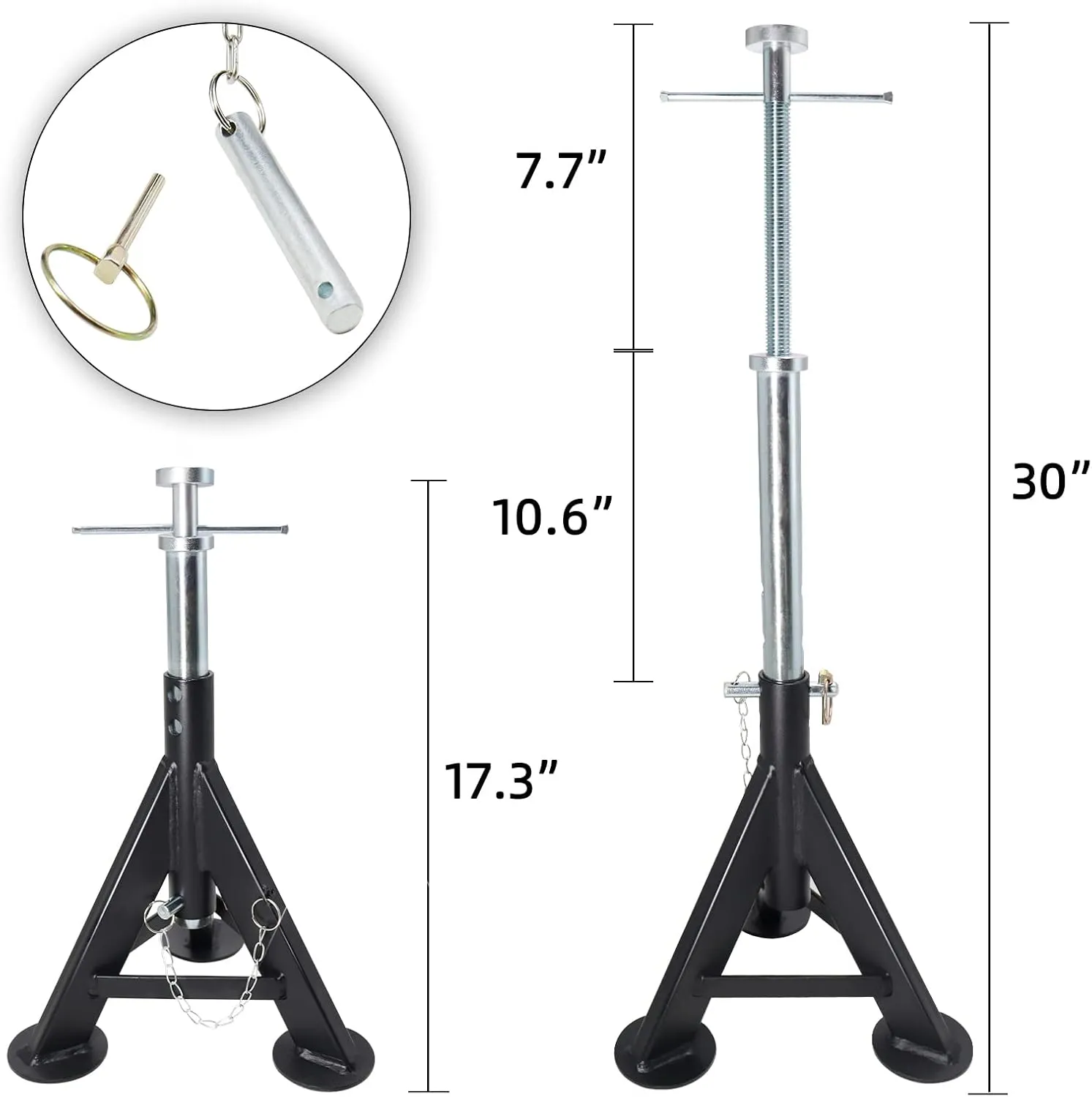 BESTOOL RV Supports Stabilizer Jacks, Travel Trailer Stabilizer Jacks Camper Jack Stands from 17.3" to 30", 3 Ton 6,000 lbs Capacity, 2PC